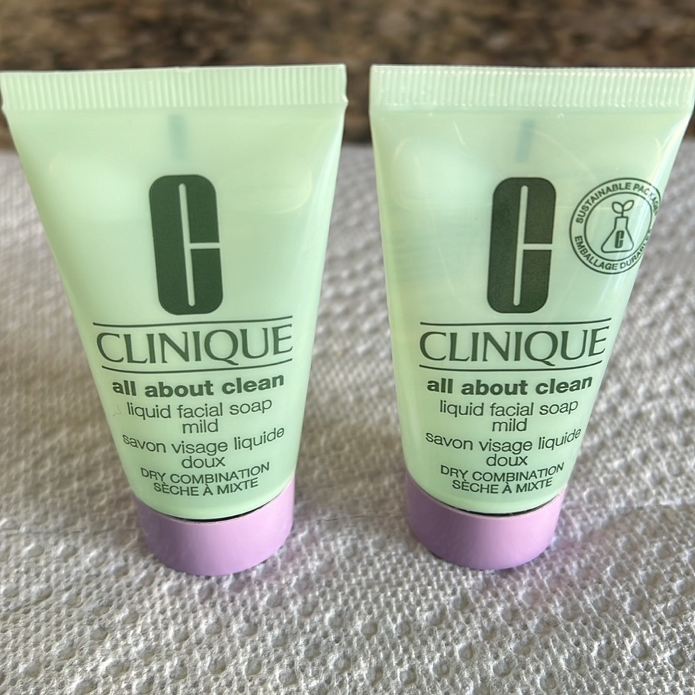 Clinique All About Clean Set of 2 Liquid Facial Soap Mild 1 oz /30mL - New